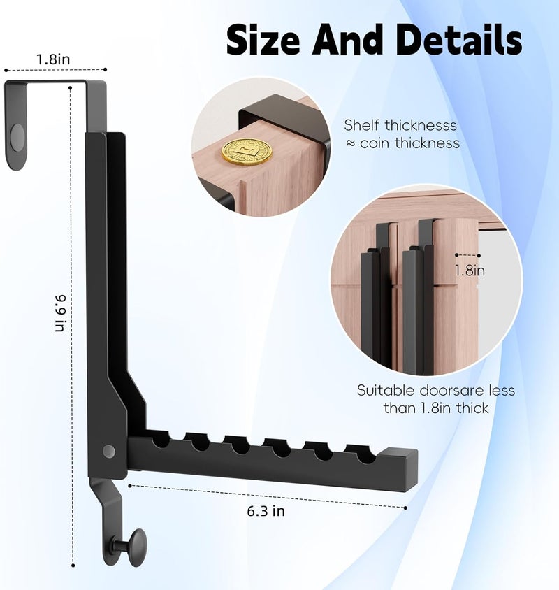 BAKON 4 Pack Over The Door Hanger Folding Clothes Drying Rack, Folding Hanging Coat Rack for Indoor Laundry Room Compact Small Space Foldable Portable Clothing Hanger Hook Collapsible (Black-4(Upgraded)) - Image 3